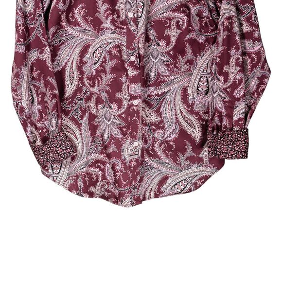 Chaps Ralph Lauren Women's Shirt Button Up Paisley Floral No Iron Blouse Top S - Picture 7 of 8